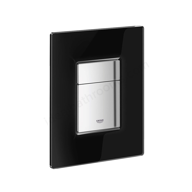 Grohe SKATE COSMOPOLITAN WC Wall Plate; Dual Flush; Black Glass