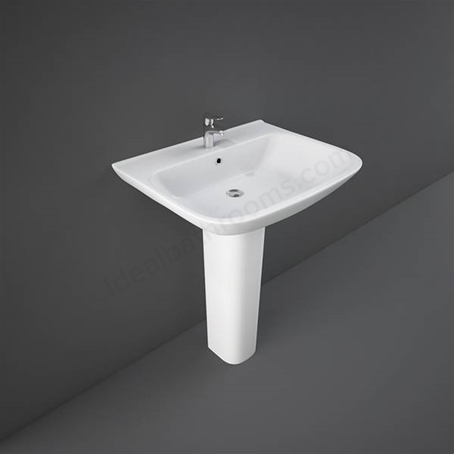 RAK Ceramics Origin 650mm Pedestal Basin w/ 1 Tap Hole - White