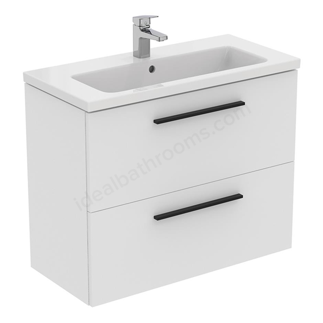 Ideal Standard i.life 800mm Compact Wall Hung Vanity Unit; 2 Drawers - Matt White