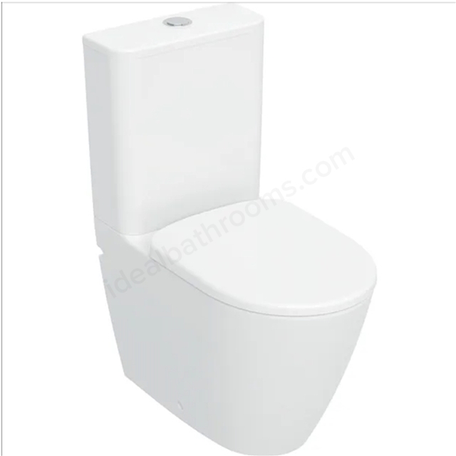 Geberit Smyle set of floor-standing WC with close-coupled exposed cistern, washdown, back-to-wall, Rimfree, with WC seat