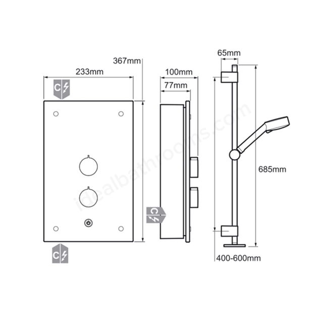 Mira GALENA Electric Shower; 9.8kW;Slate Finish | Ideal Bathrooms