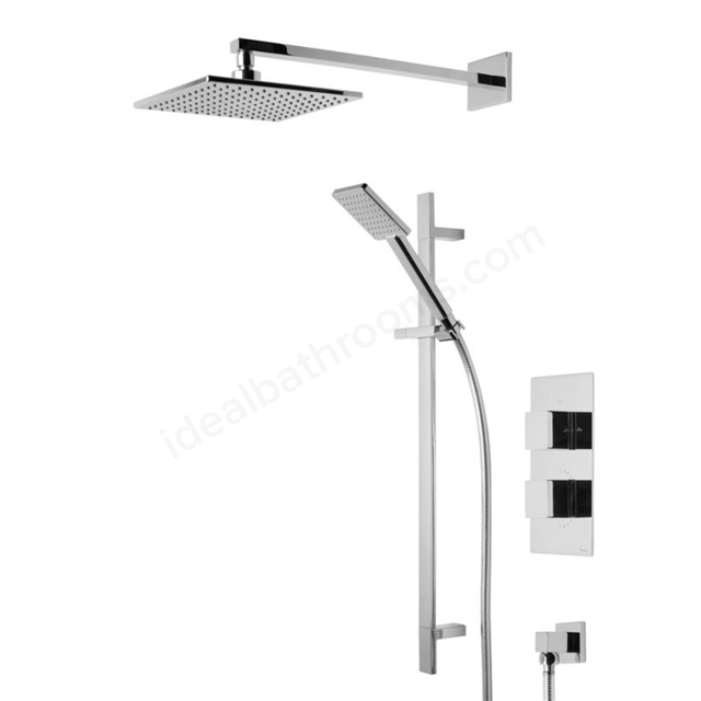 Tavistock Index Concealed Shower Kit with Dual Function Valve; Accessory Shelf; Fixed Shower Head & Single Function Handset - Chrome