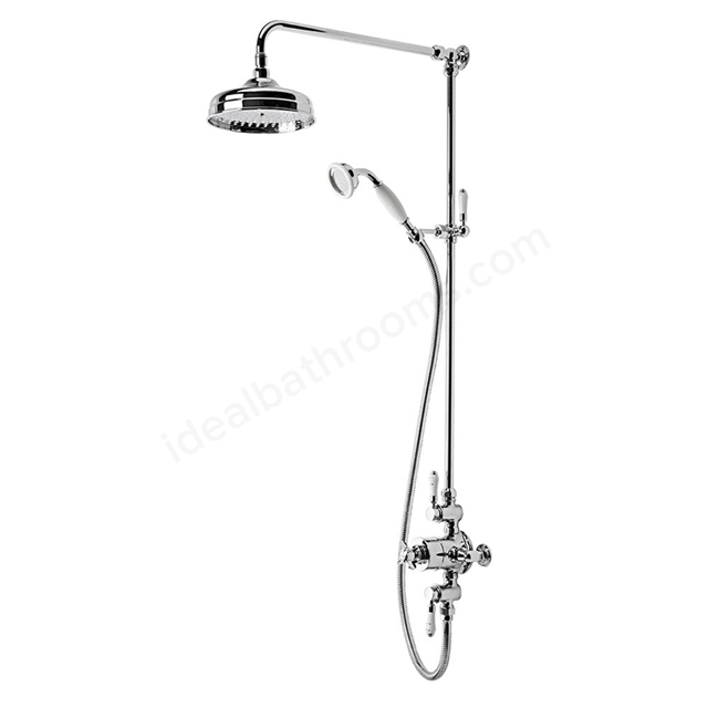 Tavistock Varsity Exposed Shower Kit with Diverter; Fixed Shower Head & Single Function Handset - Chrome