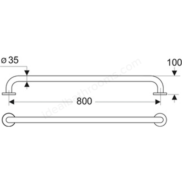 Armitage Shanks Contour 21 800mm Straight Grab Rail - Grey